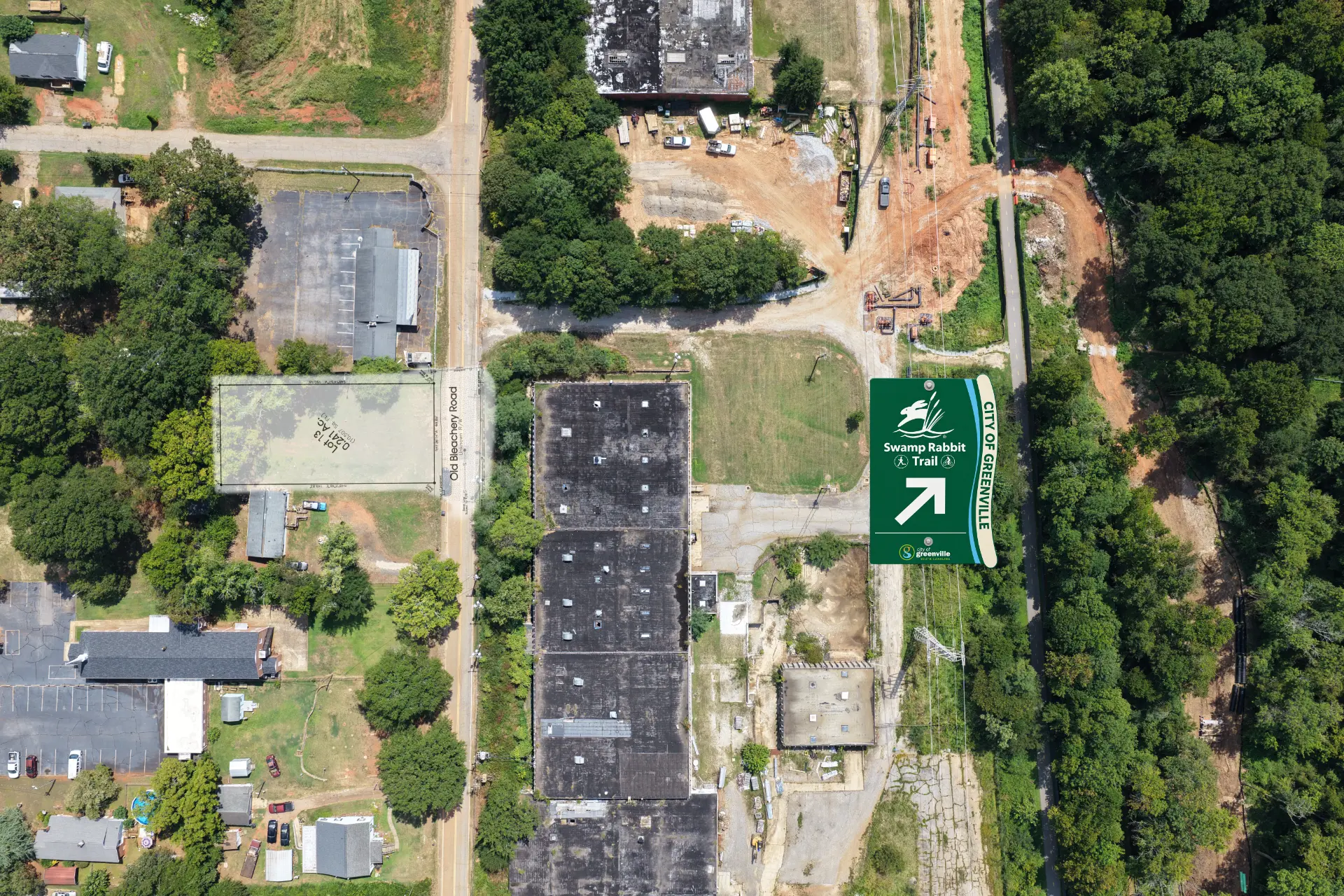 Aerial — Lot 13 with survey outline